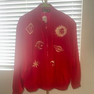 Vintage Red Jacket with Celestial Embroidery